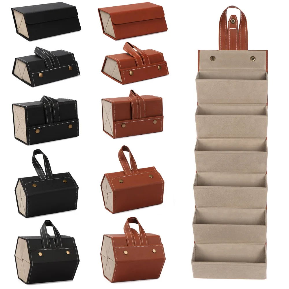 Kopen Draagbare Glazen Organizer 2/3/4/5/6 Multi-Slot Brillen Opslag Display Reizen Vouwen Zonnebril Pu Leather Case