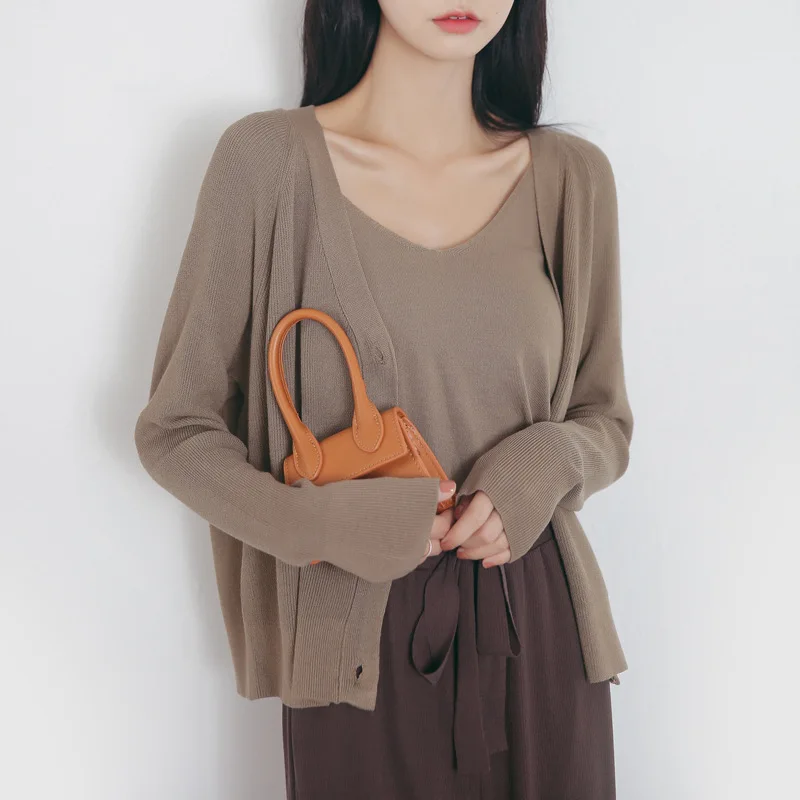 Кардиган с майкой комплект из двух предметов женские короткие вязаные кардиганы