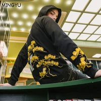 high quality harajuku hoodie sweatshirt men streetwear crane embroidery hoodies tops pullover hoody hooded sweatshirt clothes