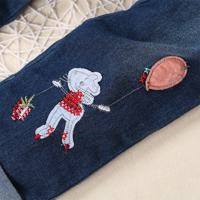 

Fashion Cute Child Clothing Suit Cartoon Letter Floral Long sleeve Pullover+Jeans 2Pcs Autumn And Winter Girl Clothes Set