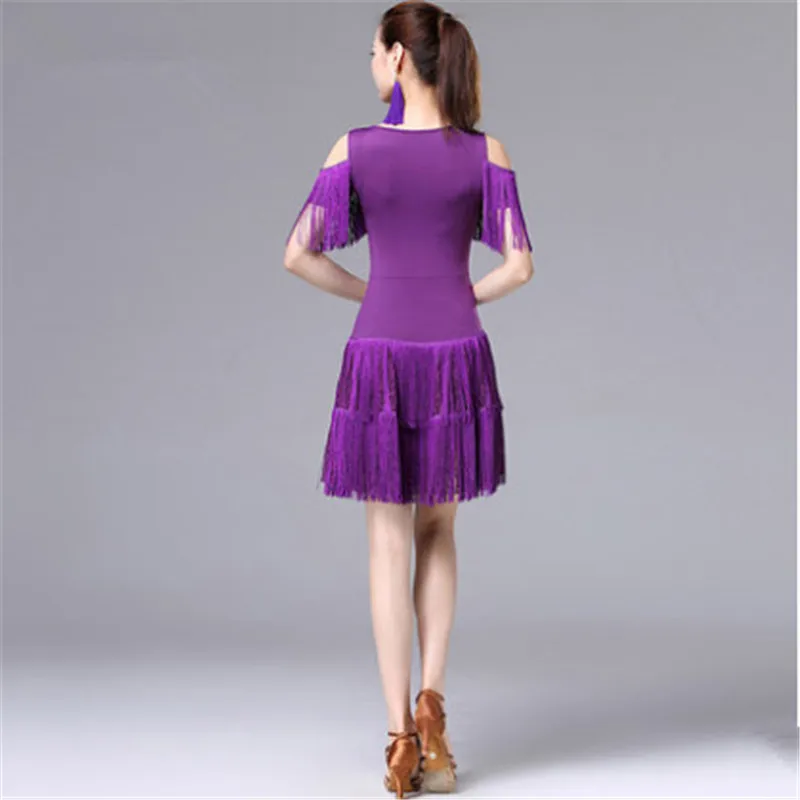 2021 Latin dance skirt female adult new costume exercise clothes sexy strapless tassel dress | Тематическая одежда и