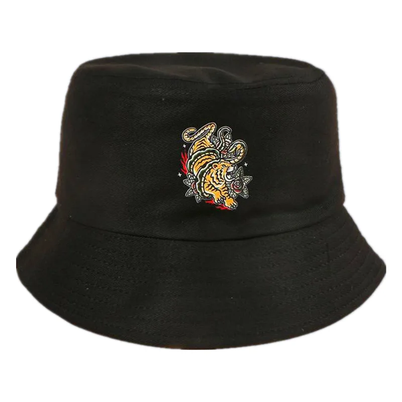 

LDSLYJR 2021 tiger pattern cotton Bucket Hat Fisherman Hat outdoor travel hat Sun Cap Hats for Men and Women172