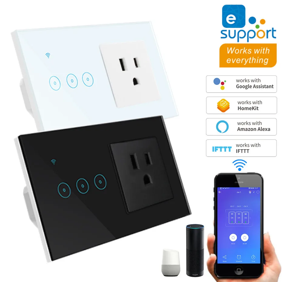 Выключатель дистанционного управления с Wi Fi и стандартной розеткой стандарта