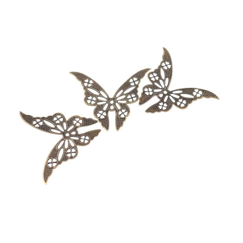 

Free shipping 50Pcs Gold Tone Butterfly Filigree Wraps Connectors Metal Crafts Gift Decoration DIY 28x34mm