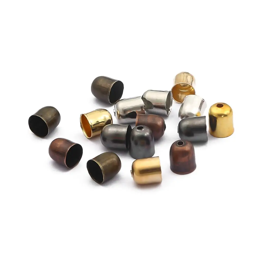 Обжимные концевые бусины для кожаных шнуров разных размеров 100 шт. фурнитура