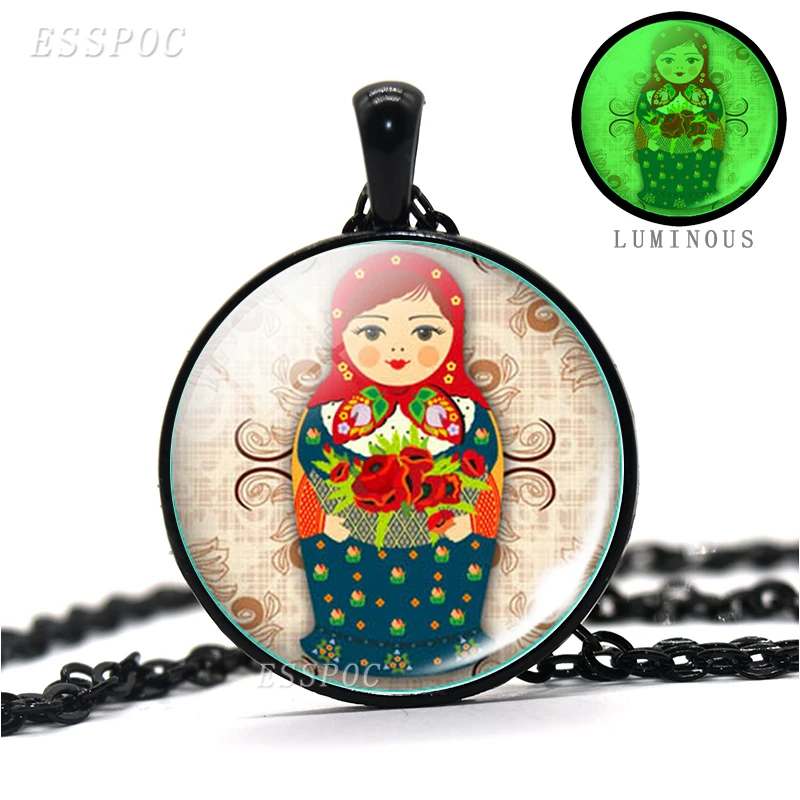 Ожерелье с подвеской в этническом стиле светящаяся темноте кукла русского