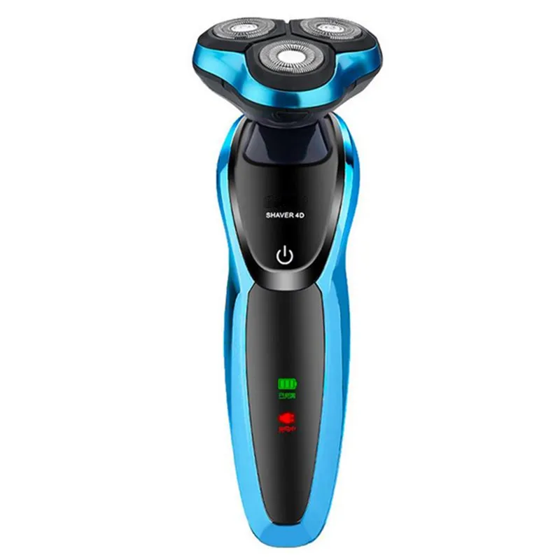 standard blue USB перезаряжаемая многофункциональная 4D электробритва для мужчин, электрическая бритва с тремя головками для мытья тела, станок для бритья бороды 40#1126 - Цвет: standard blue