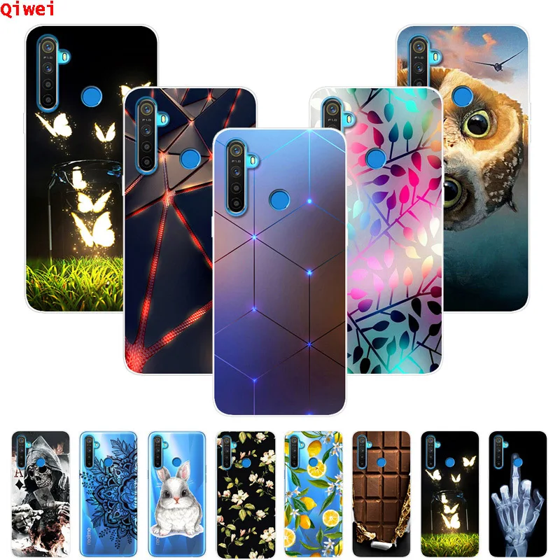 Чехол для OPPO Realme 5 Pro Прозрачный бампер с милым принтом мягкая задняя крышка