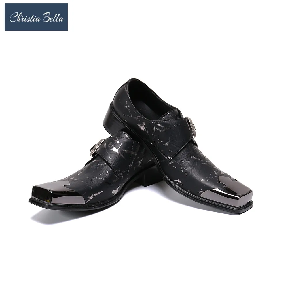 Christia Bella мужские Туфли с ремешком и пряжкой Мужская обувь оксфорды квадратный