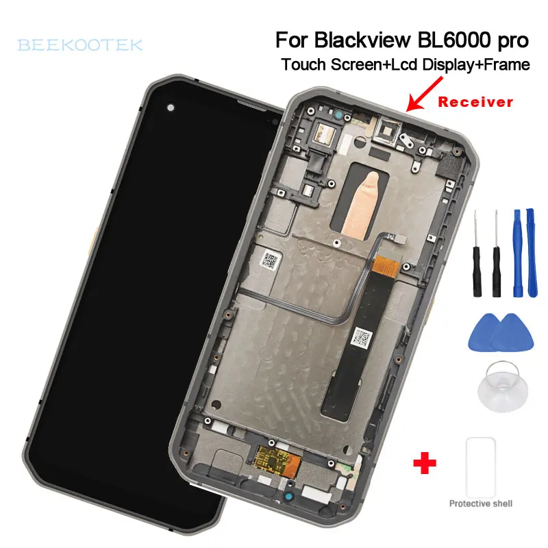 

New Original LCD Display+Touch Screen Digitizer+Frame+Receiver Power Volume Button Cable Parts For Blackview BL6000 Pro Phone