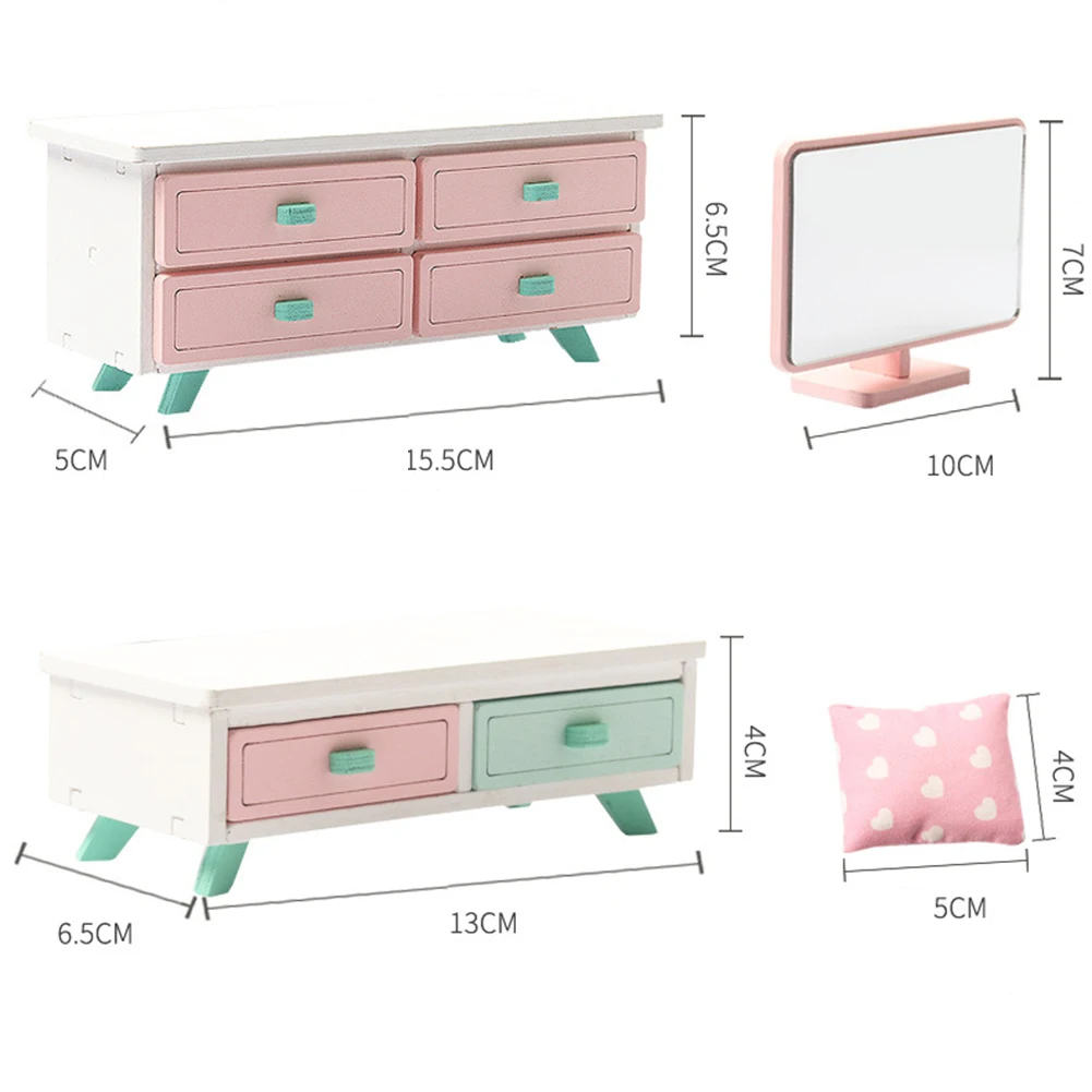 

Dollhouse Wooden Miniature Furniture Model Doll House Accessories Bedroom Living room Dining Room Simulation Furnitures Kid Toy