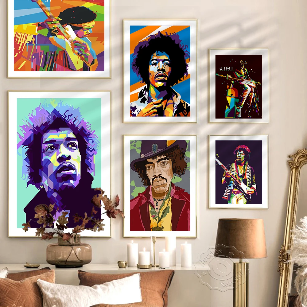 

Wall Stickers Rock Music Singer Star Jimi Hendrix Poster Wall Picture Home Decor Wall Art Painting Bar Pub Club Wall Decoration
