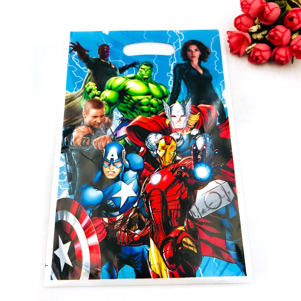 10 шт./компл. тематические подарочные сумки с Мстителями украшение для вечеринки в