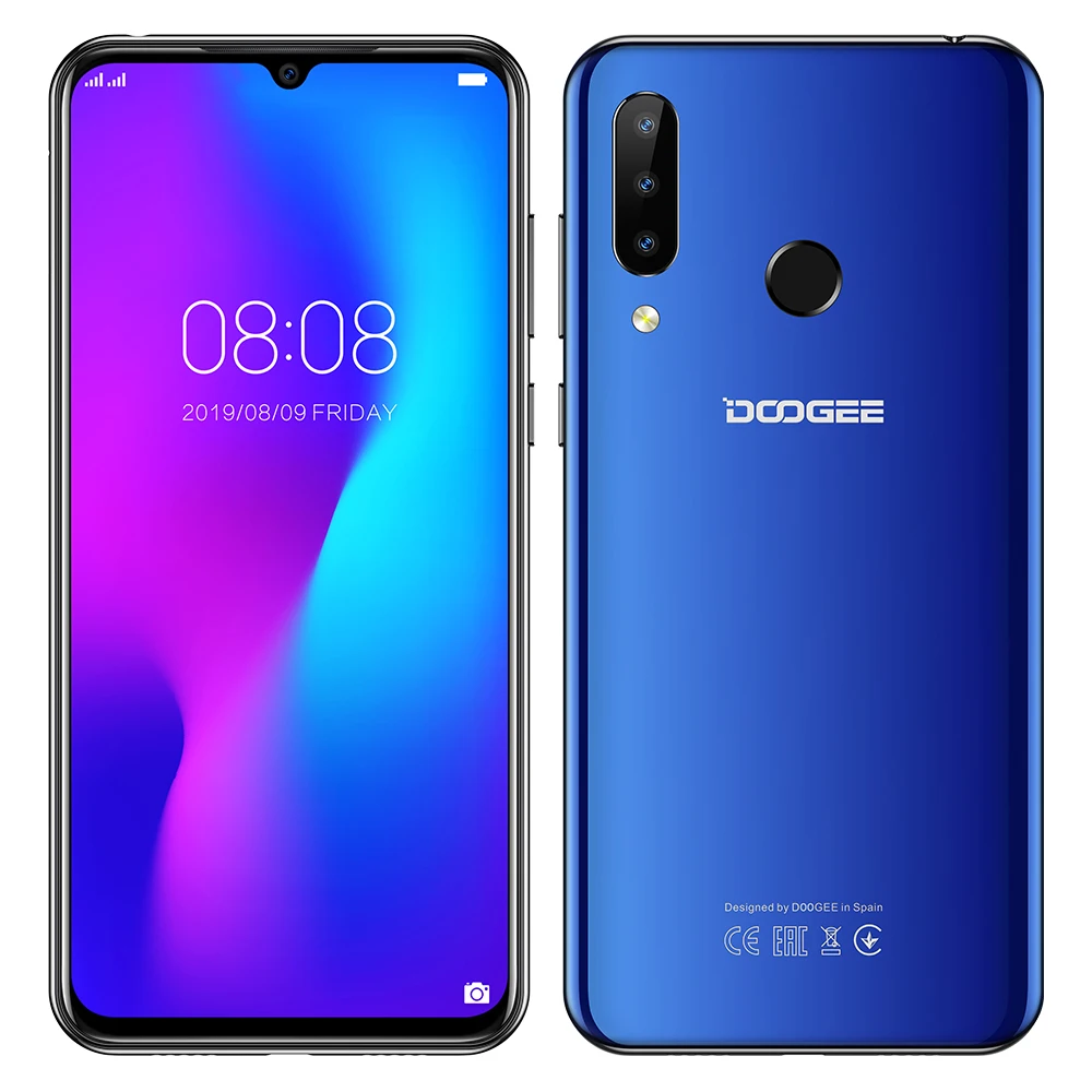 Doogee N20 мобильный телефон 6," экран капли 16 МП Тройная задняя камера 4350 мАч 4 Гб+ 64 Гб Восьмиядерный 10 Вт Зарядка 4G смартфон