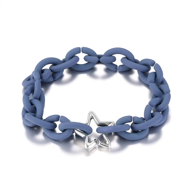 Star charms Bead Bracelets for Women Girl Ocean Blue Rubber X Bangels European Jewellery accessories | Украшения и аксессуары