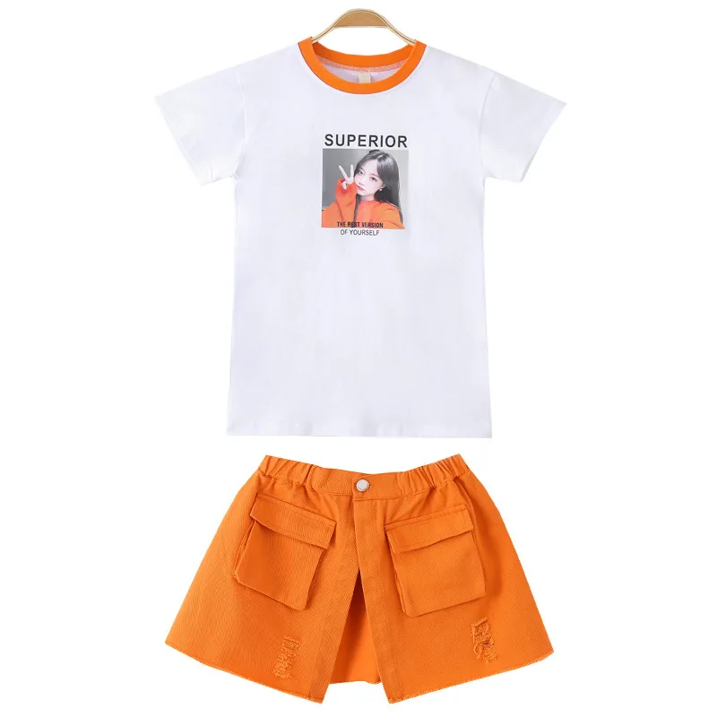 Детская одежда для девочек комплект летней одежды маленьких 2020 футболка на