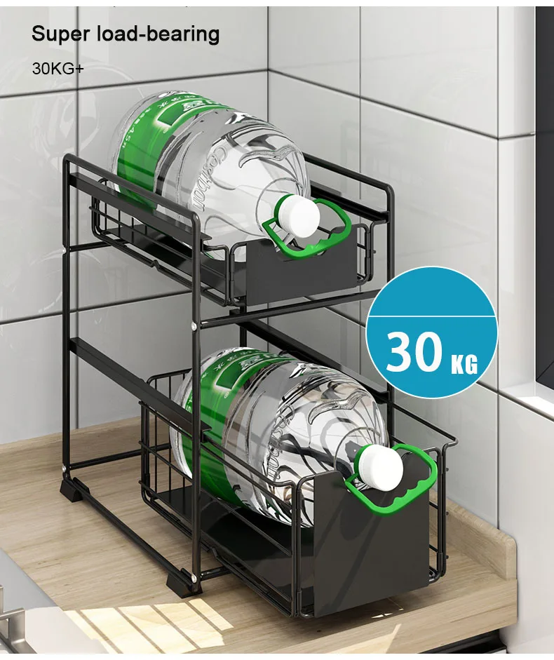 2 уровня раздвижной шкаф корзина под раковиной провода Рынок корзины столешница