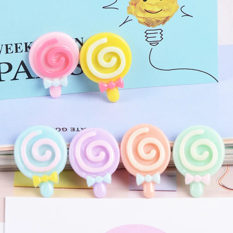 

10pcs Lollipop Resin Decoration Crafts Flatback Cabochon Scrapbooking Fit Phone Embellishments Jewelry Headwear Diy Accessories
