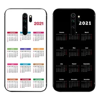 fashion 2021 calendar phone case for redmi 9a 8a 7 6 6a note 9 8 8t pro max redmi 9 k20 k30 pro