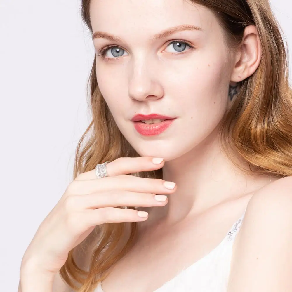 KIVN модное ювелирное изделие женские кольца женское геометрическое кольцо CZ для