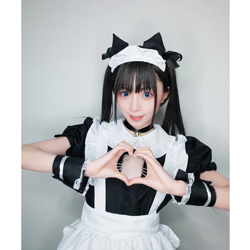S-4XL nero bianco gatto cameriera vestito Cosplay Sexy Lolita Anime carino morbido ragazza cameriera uniforme attraente Set costumi cameriere di scena