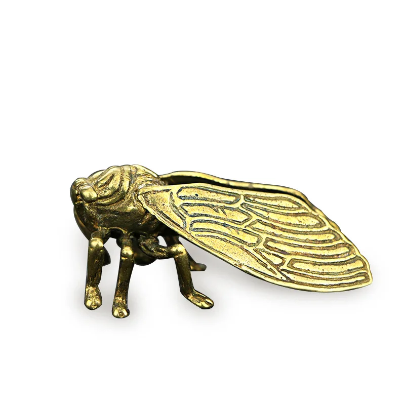 1* креативная фигурка ручной работы из чистой латуни Cicada, статуэтка животного, миниатюрная статуэтка, украшение для домашнего офиса