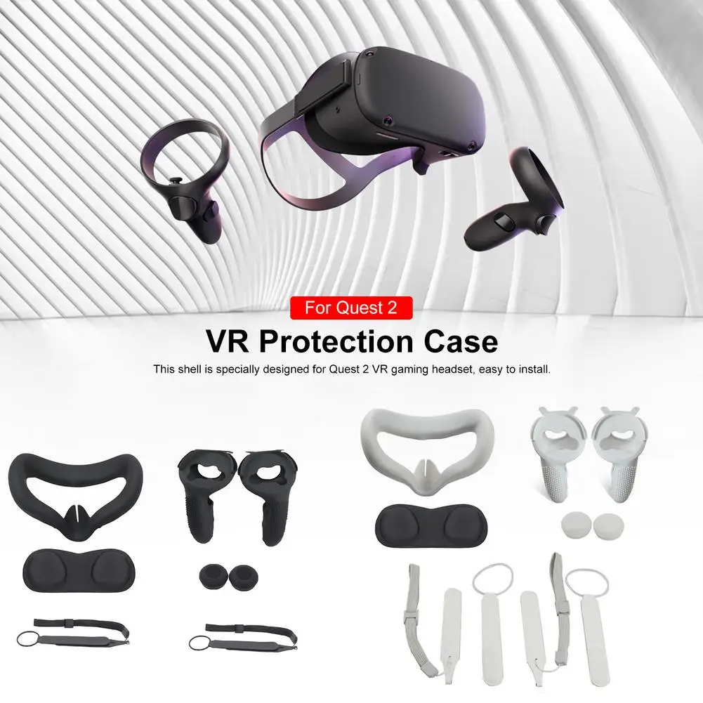 

VR Protective Cover Set For Oculus Quest 2 VR Touch Controller Shell Case With Strap Handle Grip For Oculus Quest 2 Accessories