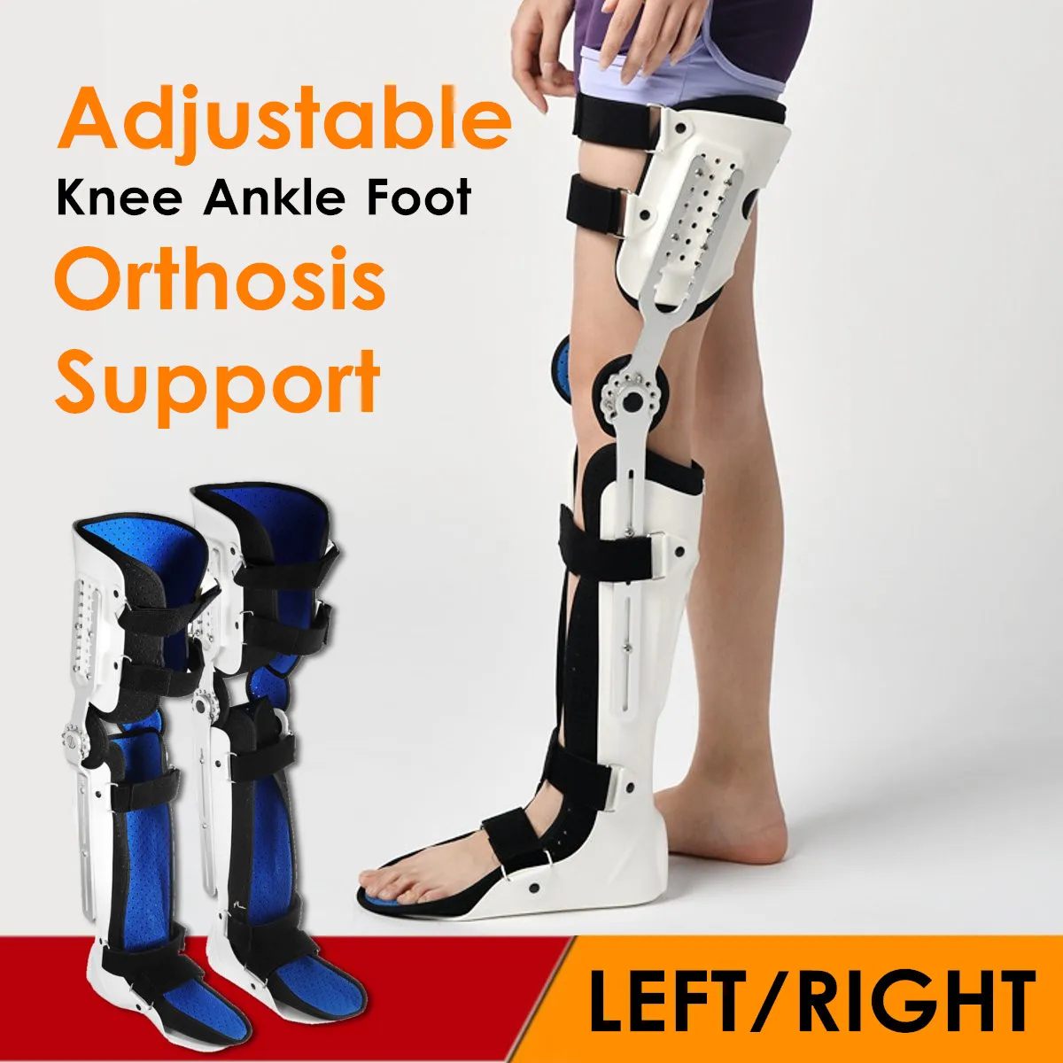

Hinged Orthosis Support Brace Fracture Protector Adjustable Calf Ankle Foot Fixed Bracket Orthosis Knee Ankle Leg Stabilizer