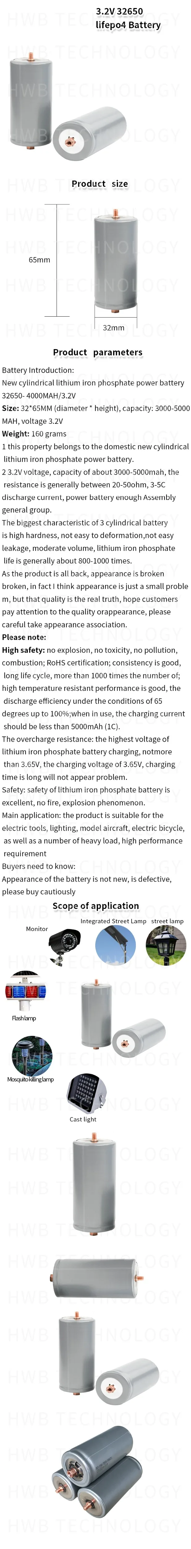 8 шт. бренд б/у 32650 4000mAh 3,2 V lifepo4 аккумуляторная батарея