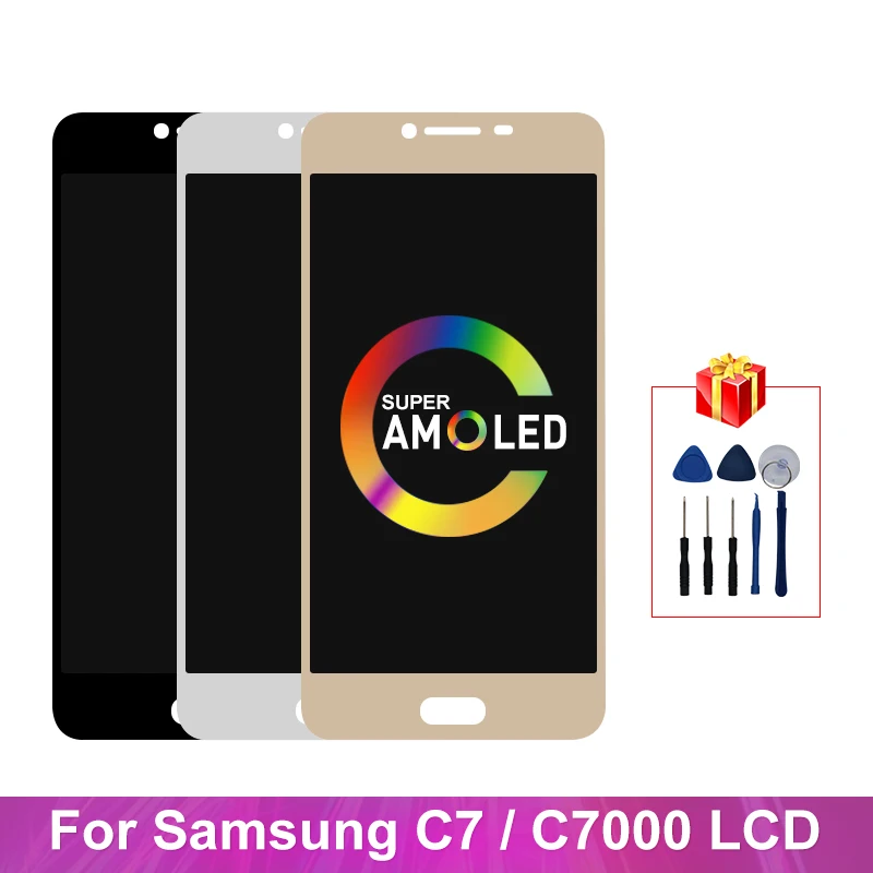 Супер AMOLED для Samsung Galaxy C7 C7000 ЖК дисплей сенсорный экран дигитайзер SM запасные