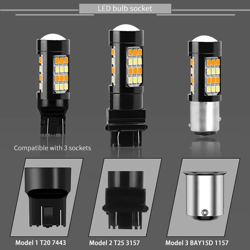 A pair T20 T25 BAY15D Dual Color LED Turn Signal Light 7443 3157 1157 White Day Running lamp Amber Switchback Brake | Автомобили и