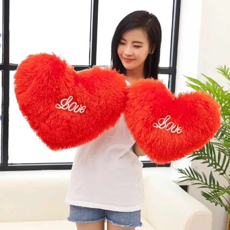Новинка 2020 красная подушка в форме сердца вышитая буквами длинная пушистая