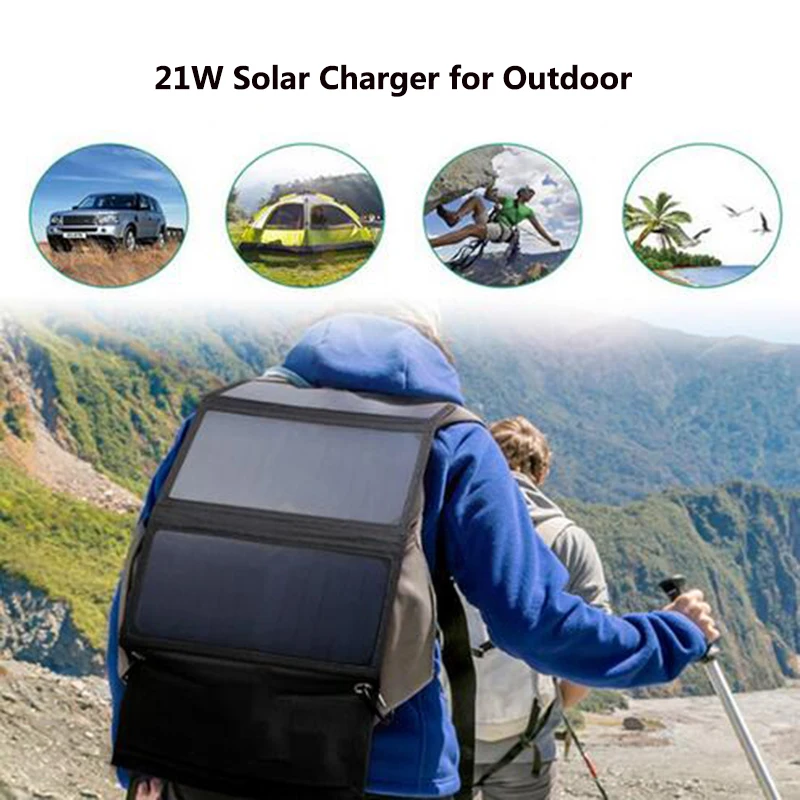 

FOVigour 21W Solar Phone Charger With Dual USB Foldable Solar Panel Charger
