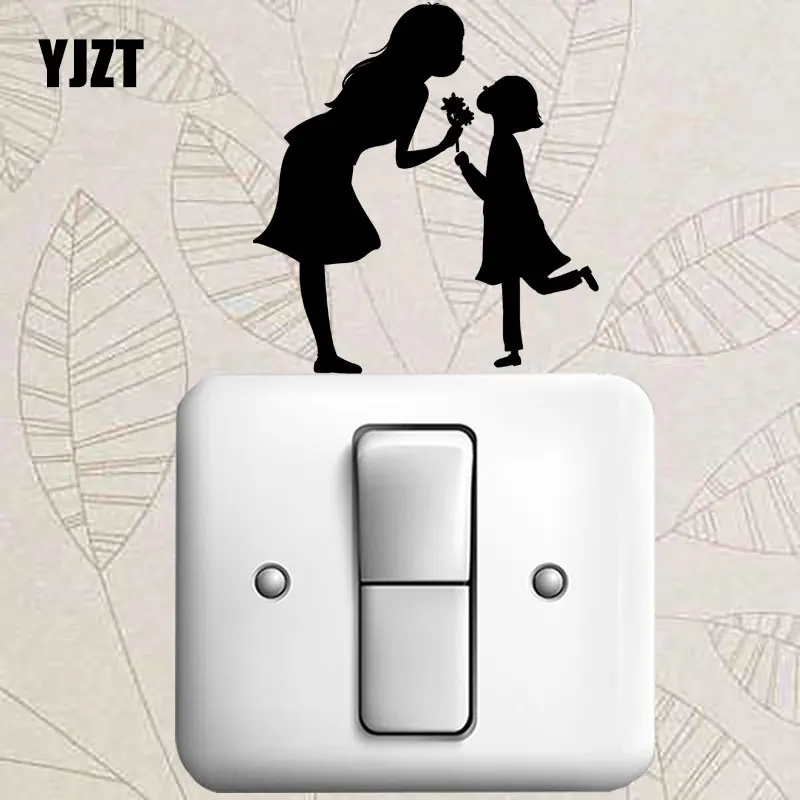 YJZT маленькая девочка дал ее матери с цветочным рисунком Модные Наклейка на стену