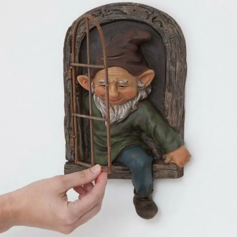 

Gnome Leave The Window Whimsical Tree Sculpture Garden Decoration Mini Garden Gnome indoor Outdoor Ornament JAN88