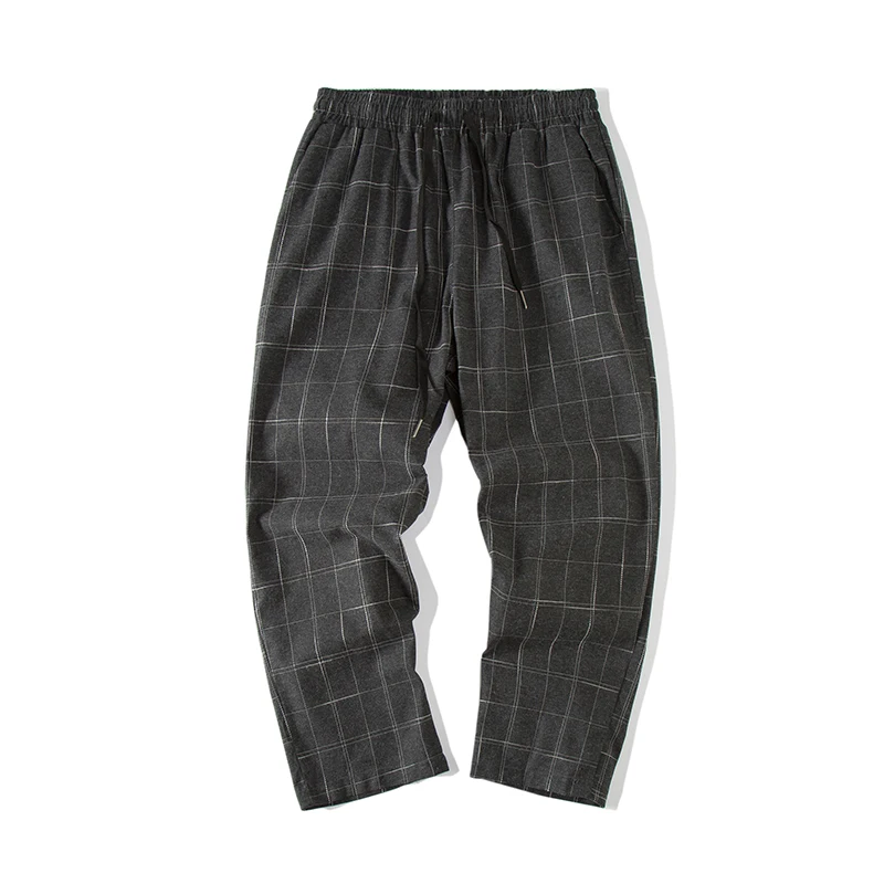 Мужские летние брюки до щиколотки повседневные клетчатые брюки-карандаш в