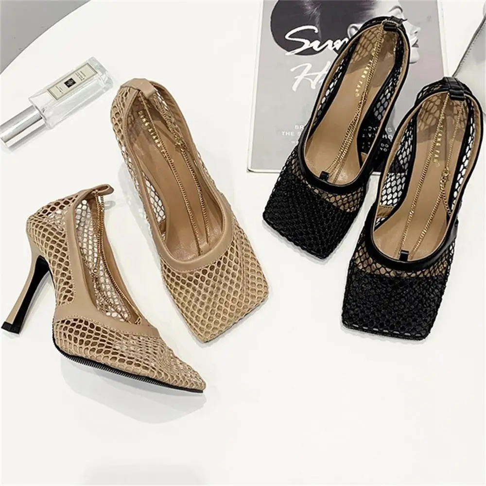 

Сандалии женские на тонком высоком каблуке, пикантные сетчатые босоножки с квадратным носком, современная офисная обувь, 2022