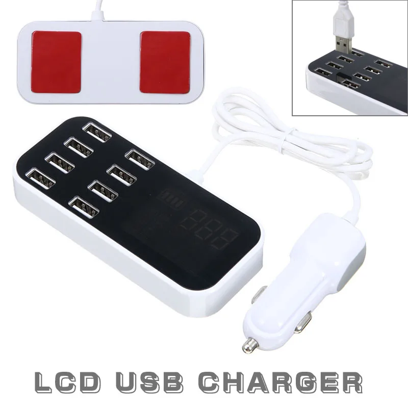 

8-Ports Fast Charging Desktop USB Charger Station Hub LCD Display for Phones Port Multiple Expander 2.0 USB Hub with Switch