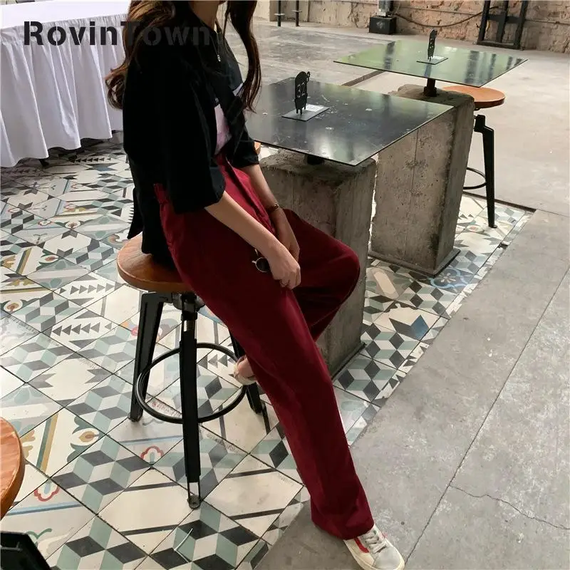 Женские свободные брюки с высокой талией Bcbg повседневные длинные красного и