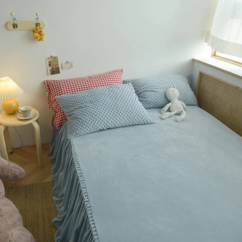 

Luxury Plush Shaggy Duvet Cover Set Ultra Soft Velvet Bedding Sets 4Pcs(1 Faux Fur Duvet Cover+1Bedskirt+2Pillowcas)Twin Queen