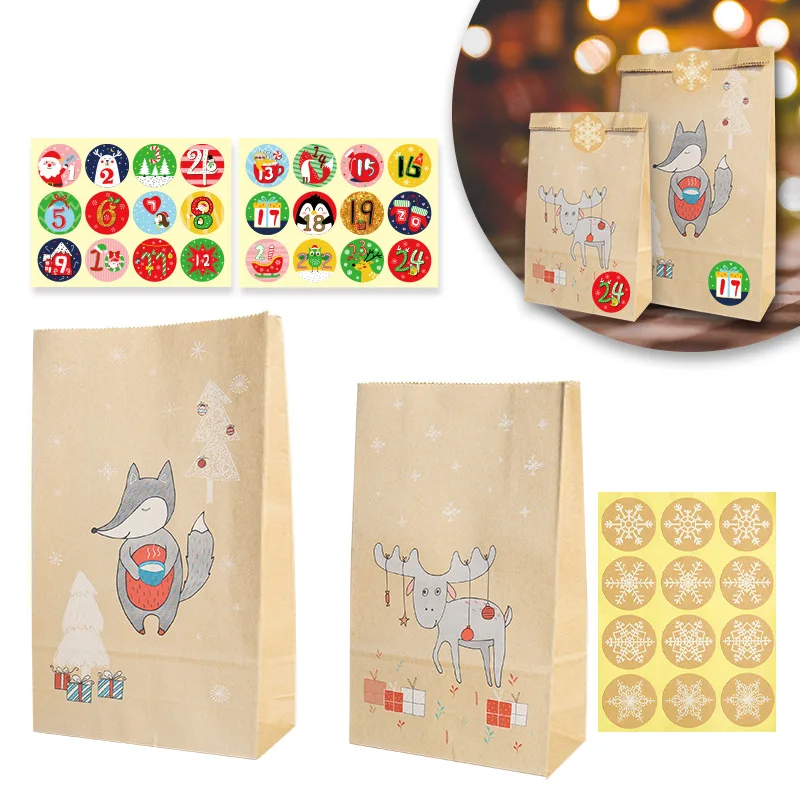 12/24 шт./компл. Рождественский календарь мешок для конфет в стиле ретро креативный