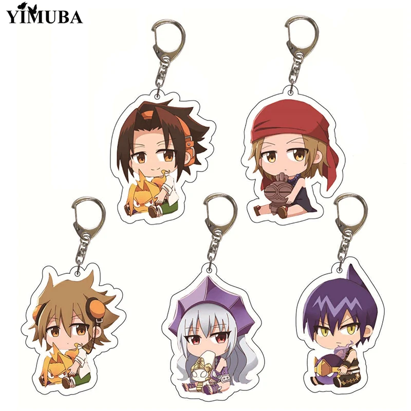 Японское аниме шамань Кинг Q версия брелок Asakura Yoh Kyoyama Anna фигурки акриловый металлический брелок школьная сумка Очаровательное украшение