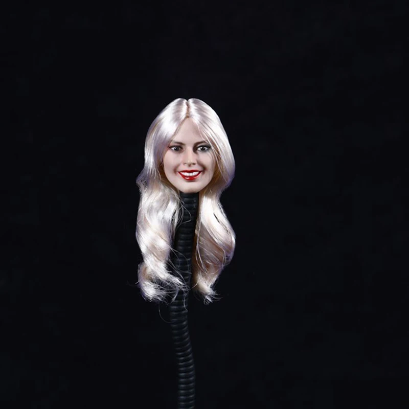 

DSTOYS D-010 1/6 Scale Female Head Sculpt Laughing Woman Sliver Hair for 12 inches Action Figure Body Accessory