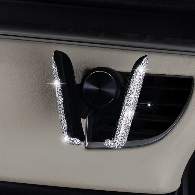 Crystal Silver Гравитационный Универсальный Автомобильный держатель для телефона, Женский Алмазный кристалл, автомобильный держатель для вентиляции, держатель для мобильного телефона, подставка для автомобиля для IPhone samsung - Цвет: Crystal Silver