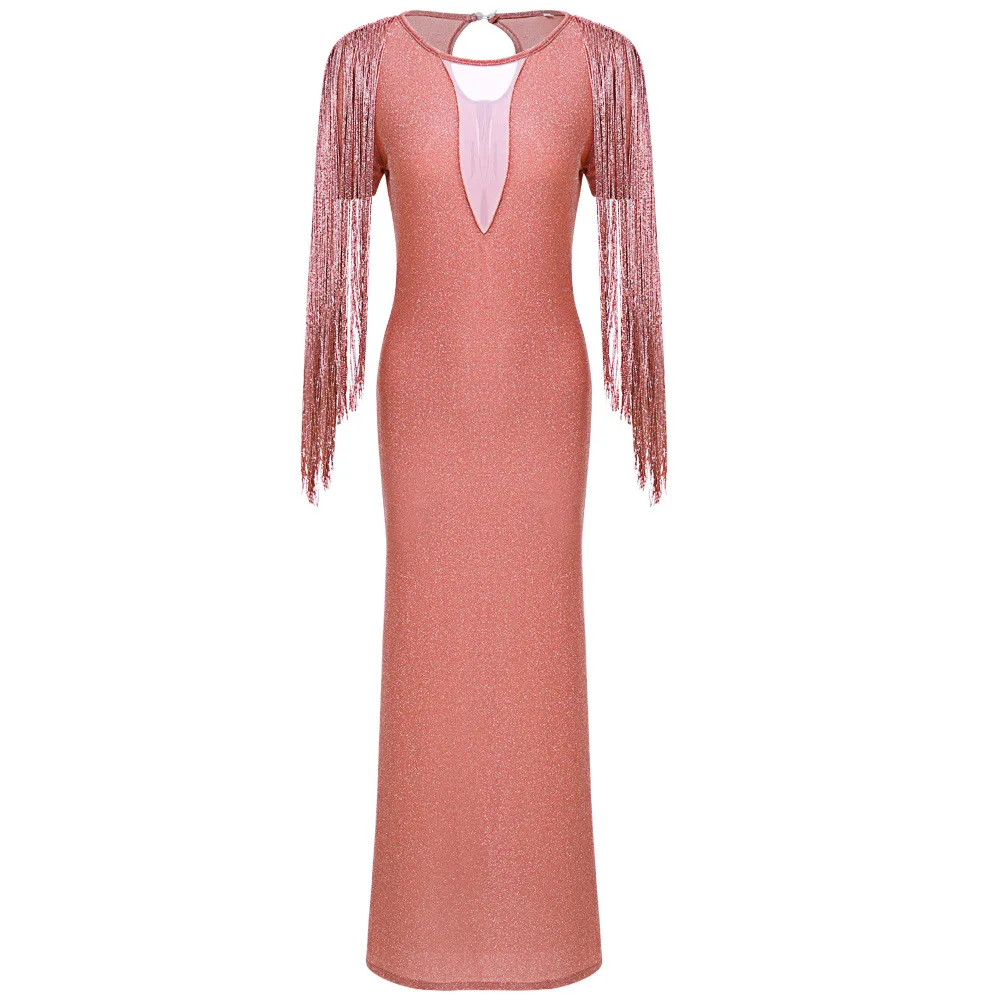 Adogirl из розового золота сверкающих лоскутное Ленточки платье для банкета