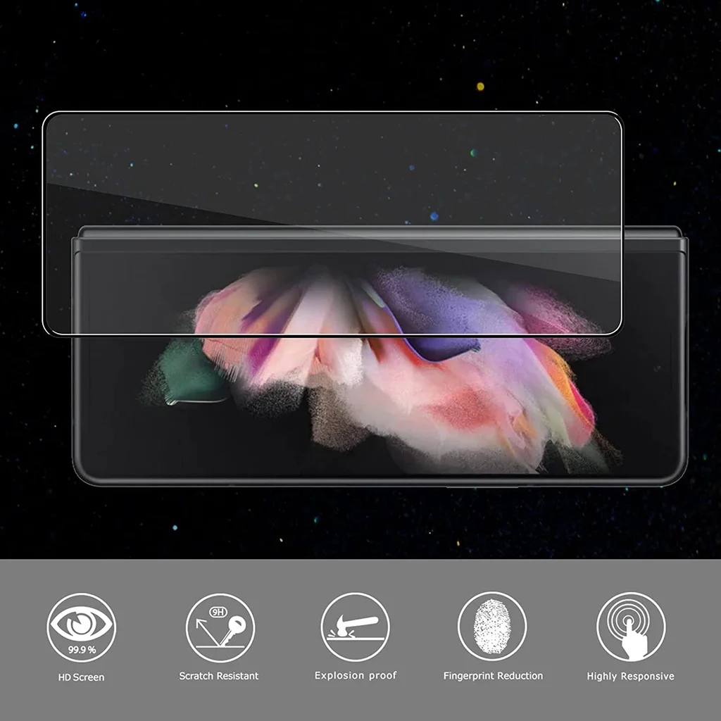 2Pcs Tempered Glass Clear Front Screen Protector Full Glue For Samsung Galaxy Z Fold3 5G For Galaxy Z Fold 3 Protect Film