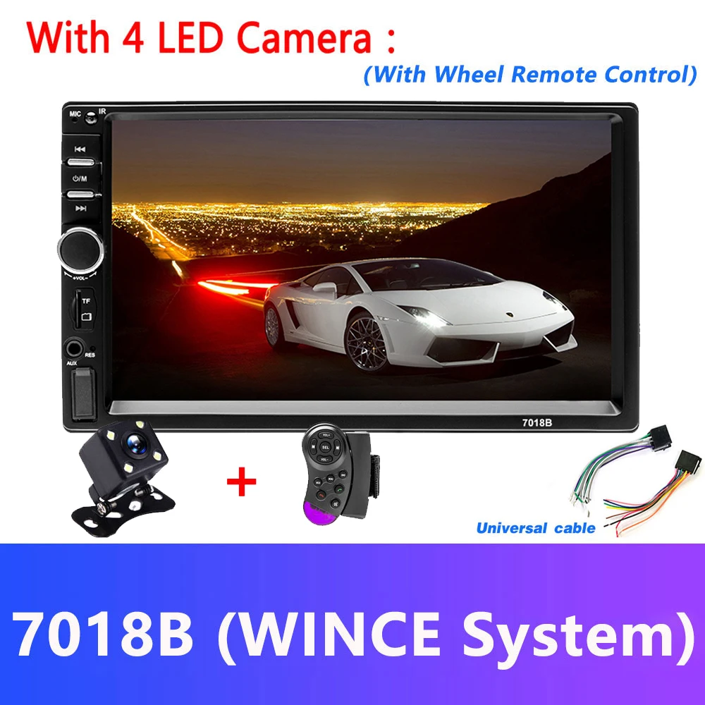 remote and Camera AMPrime 7018B универсальный автомобильный мультимедийный плеер авторадио 2din стерео " сенсорный экран FM видео MP5 плеер Авто радио с камерой - Цвет: remote and Camera