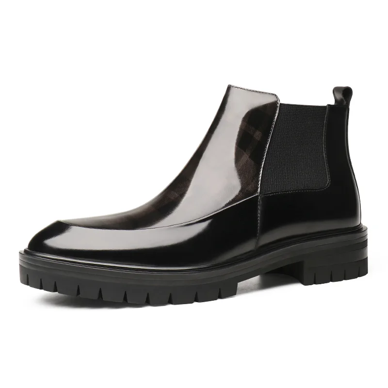 

Модные черные мужские классические ботинки на платформе, ботинки челси из натуральной кожи, мужские ботильоны