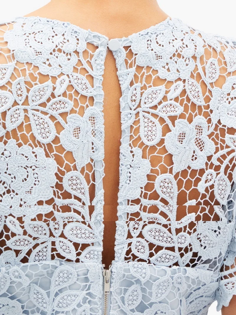 

Tight Hollow out Women's Lace Sexy Long dress 2020New summer Single-breasted Short sleeve Retro elegant Women's Long Dress XL