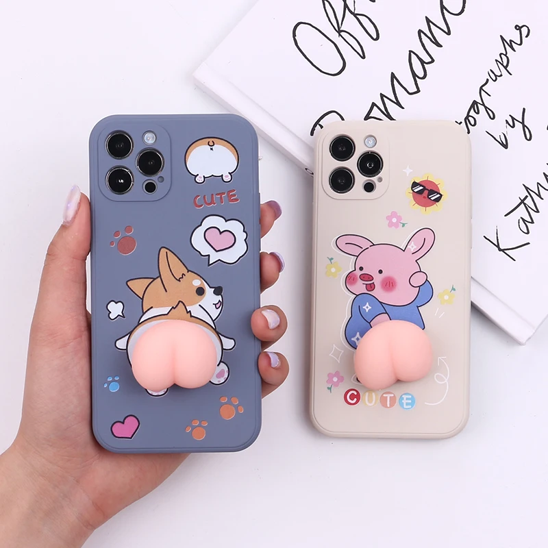 

Funny Silicone Personalized Butt Pinch Transparent Protective Cover For iPhone 11 12 13Pro Max Mini XS XR 7 8P Mobile Phone Case